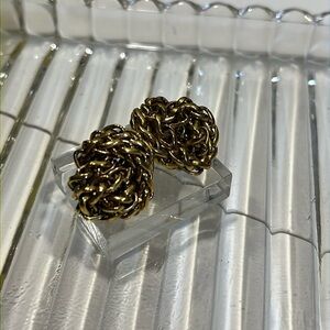 019 Vintage gold chain cluster pierced stud earrings